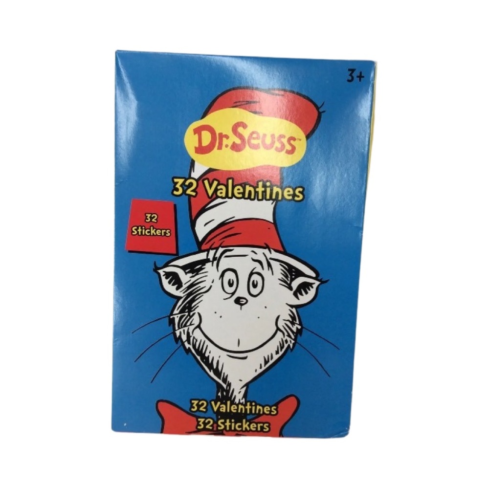 Dr. Seuss Kids Valentines Classroom Exchange Cards 32 Cards with 32 Stickers
